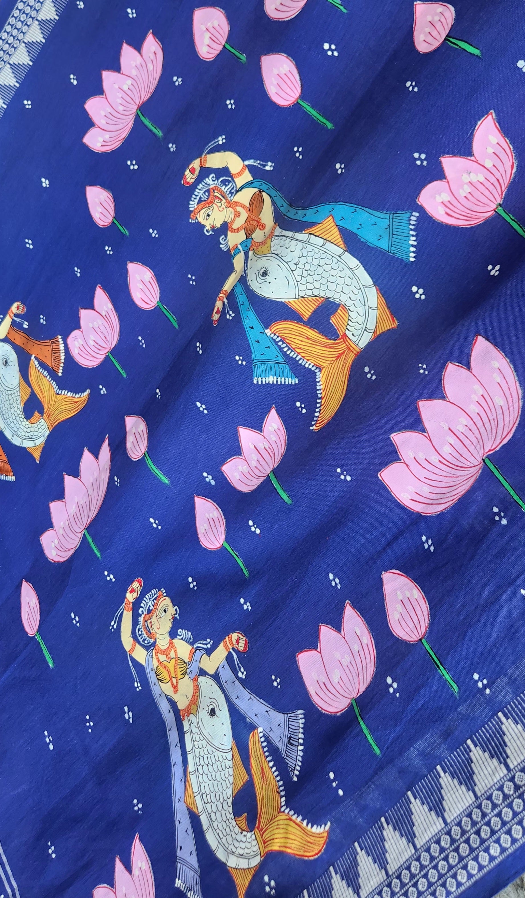 Blue dupatta Pattachitra dupatta cotton dupatta dupatta for officewear Indian gifts