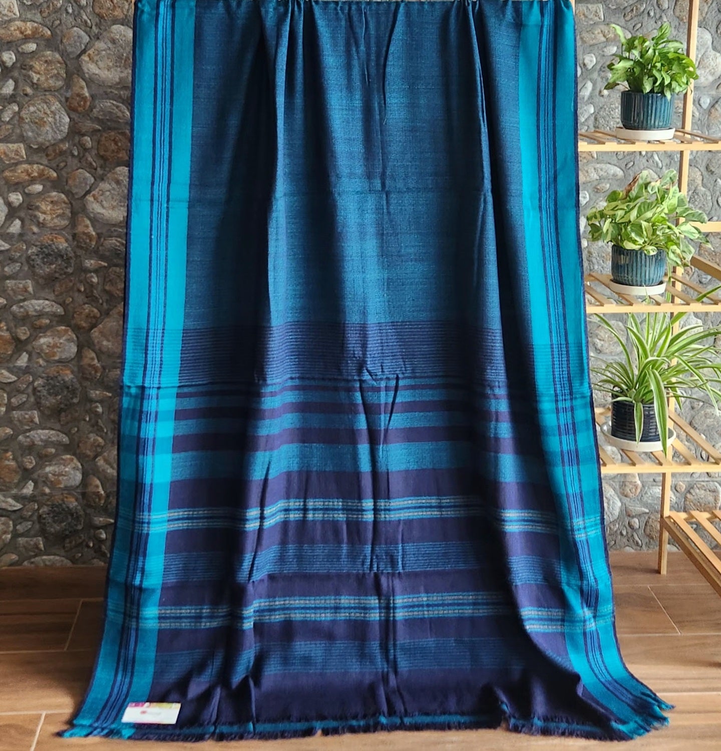 Blue saree merino wool saree saree for winters
