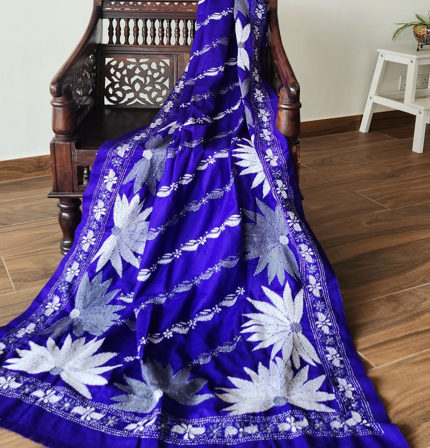 BLUE LOTUS WOOLEN SHAWL