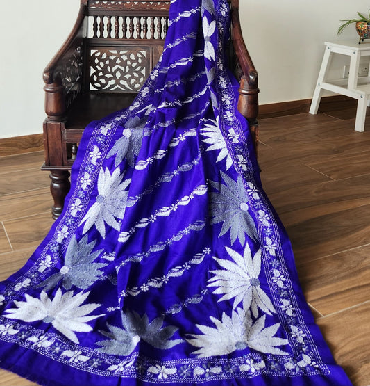 BLUE LOTUS WOOLEN SHAWL