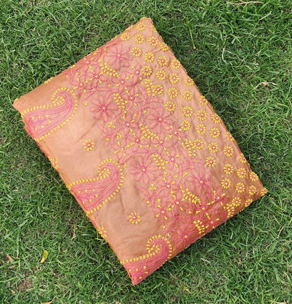 CHIKANKARI TUSSAR SILK SAREE
