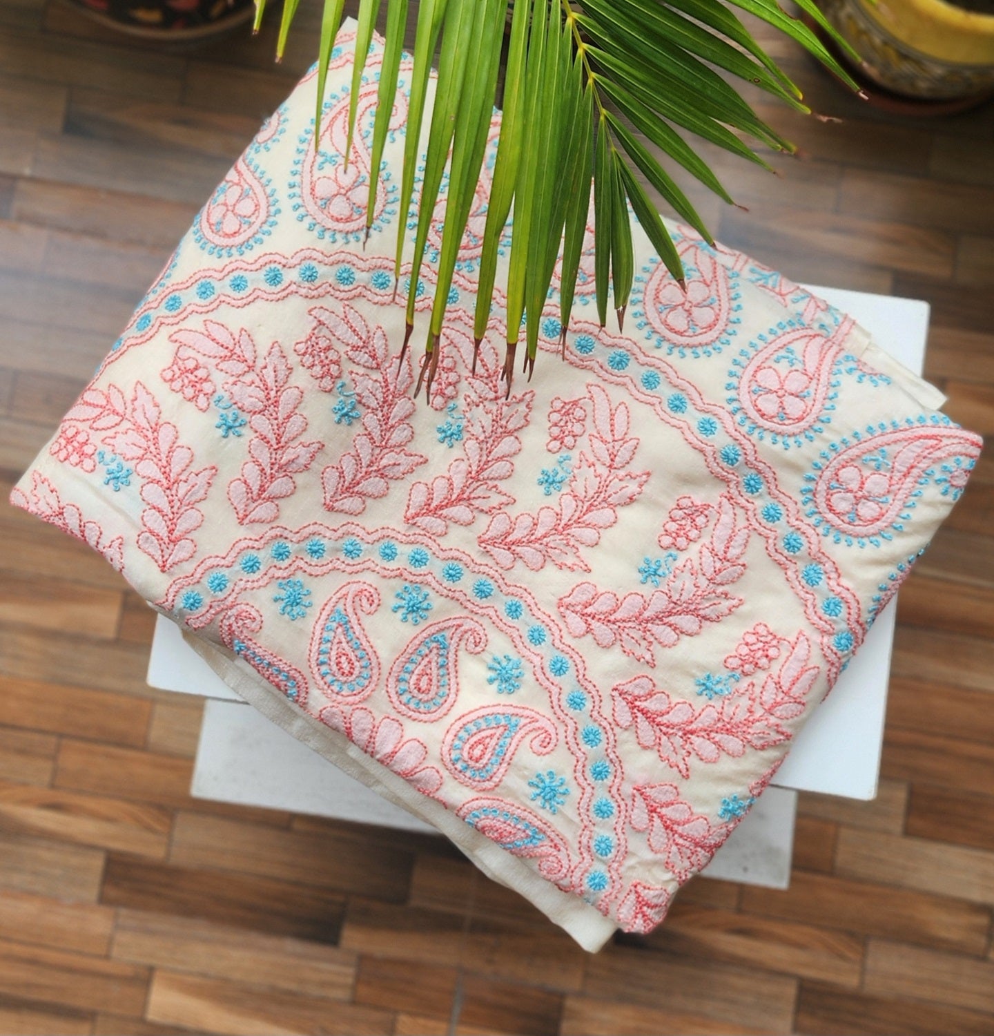 CHIKANKARI TUSSAR SILK SAREE