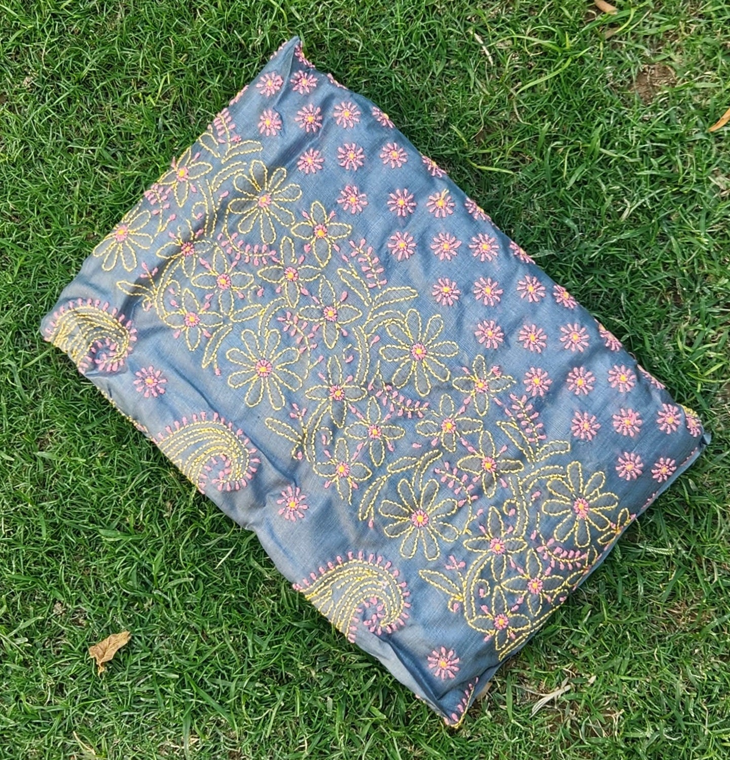 CHIKANKARI TUSSAR SILK SAREE