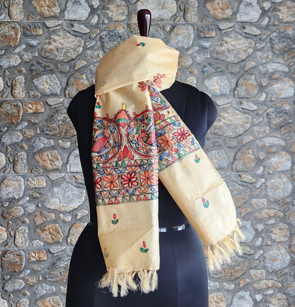 Corporate gifts Madhubani stole Indian gifts handmade stoles silk dupatta