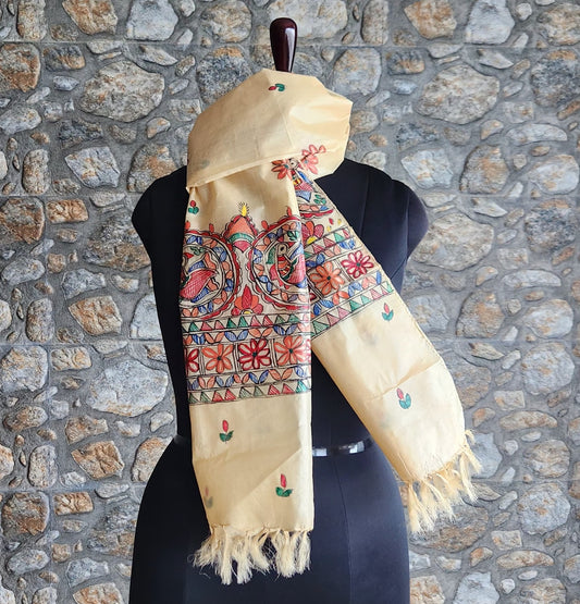 Corporate gifts Madhubani stole Indian gifts handmade stoles silk dupatta