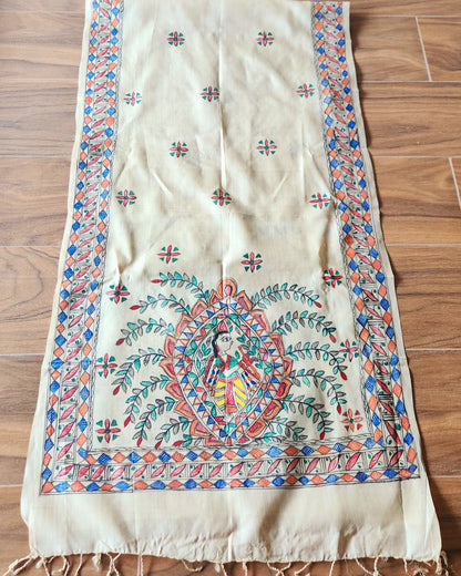 Corporate gifts Madhubani stole Indian gifts handmade stoles silk dupatta