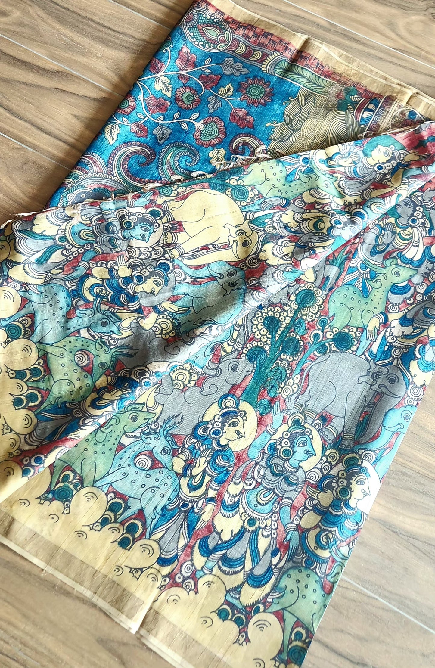 Pen kalamkari saree handmade saree INdian sarees saree for wedding unique saree Indian sarees iTokri kalahasti saree