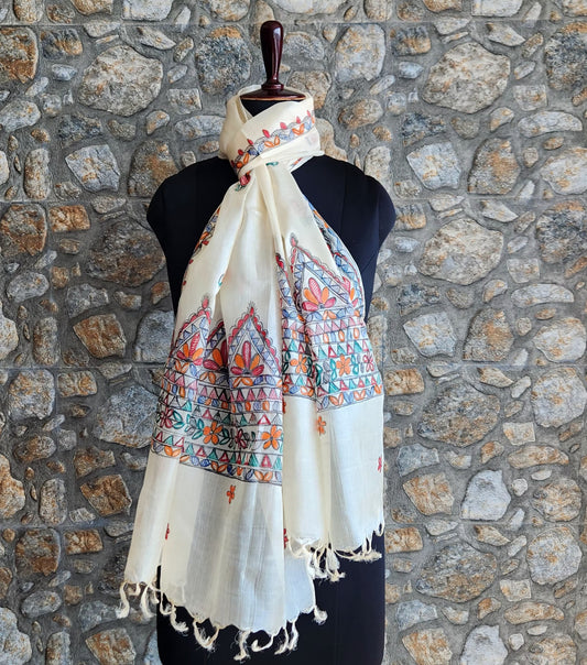Madhubani stole Indian gifts handmade gifts silk stole