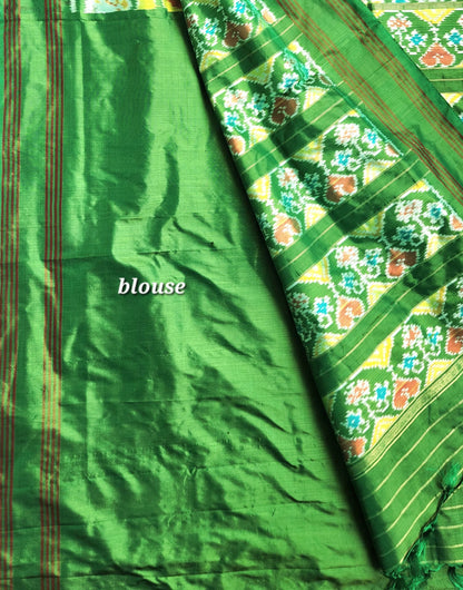 Green saree wedding saree patola saree mehndi look