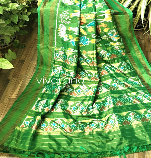 Green saree wedding saree patola saree mehndi look