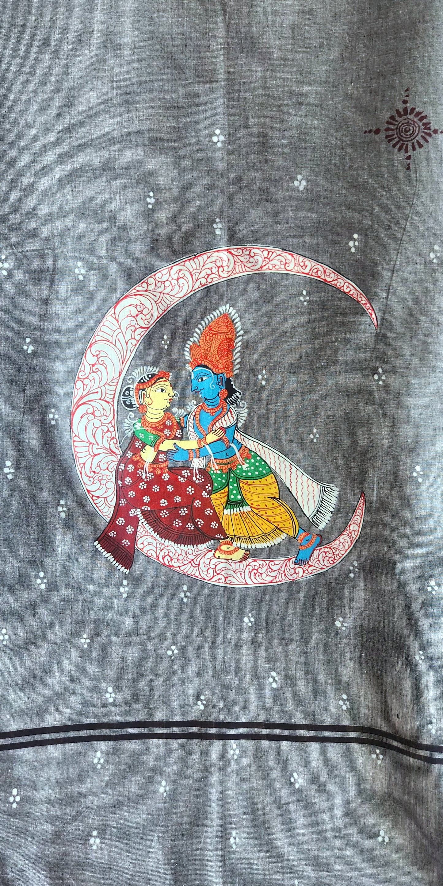Grey dupatta Pattachitra dupatta cotton dupatta dupatta for officewear Indian gifts