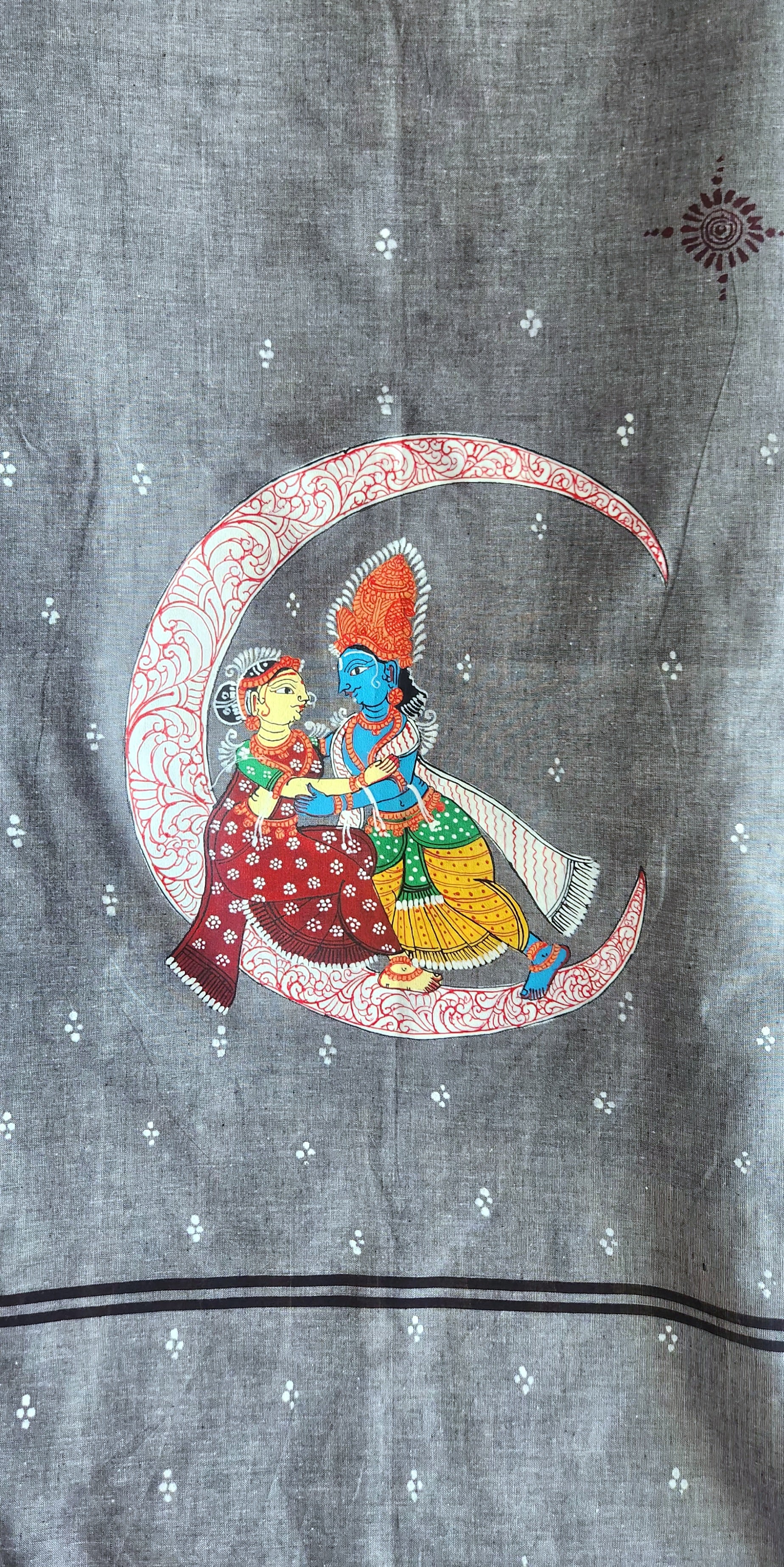 Grey dupatta Pattachitra dupatta cotton dupatta dupatta for officewear Indian gifts