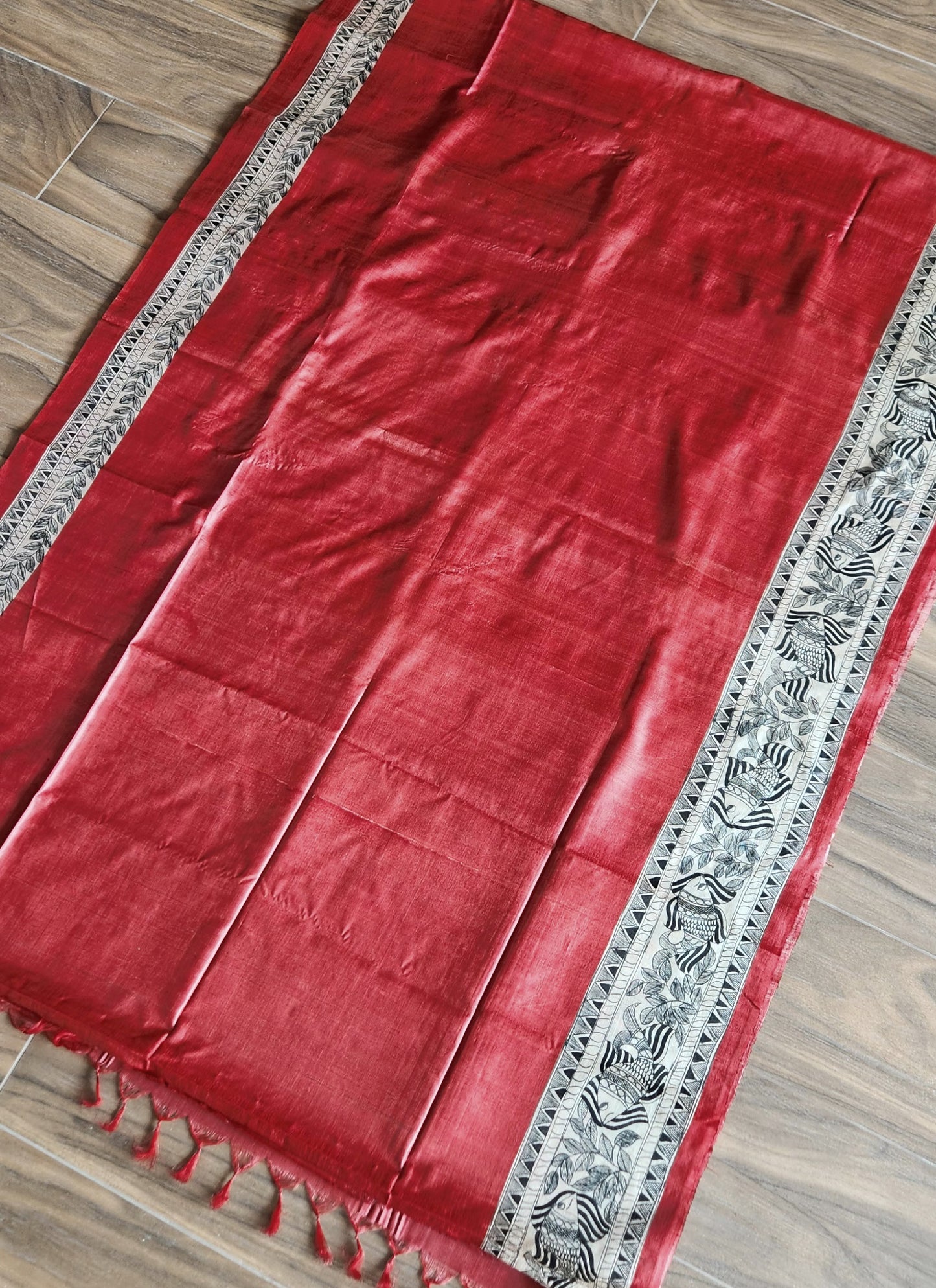 Madhubani saree red saree fish saree Bengali saree Indian gifts