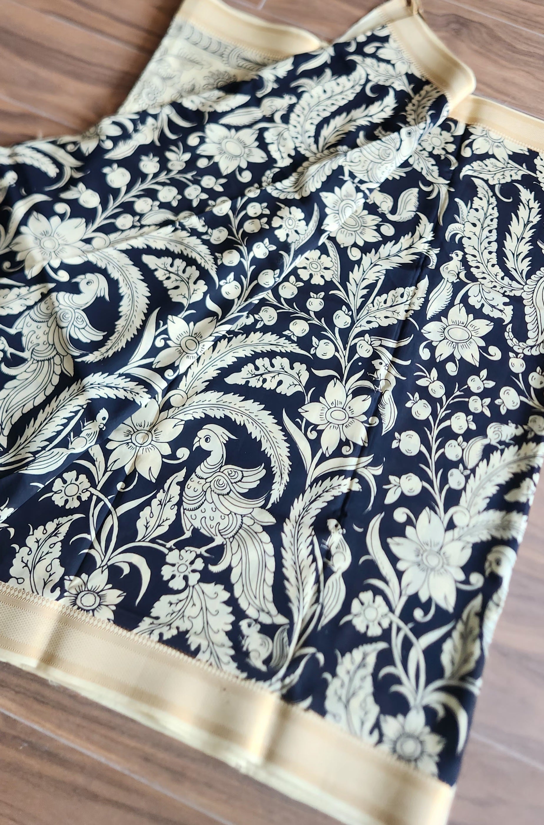 Pen kalamkari saree black and white saree saree for office saree for gifting