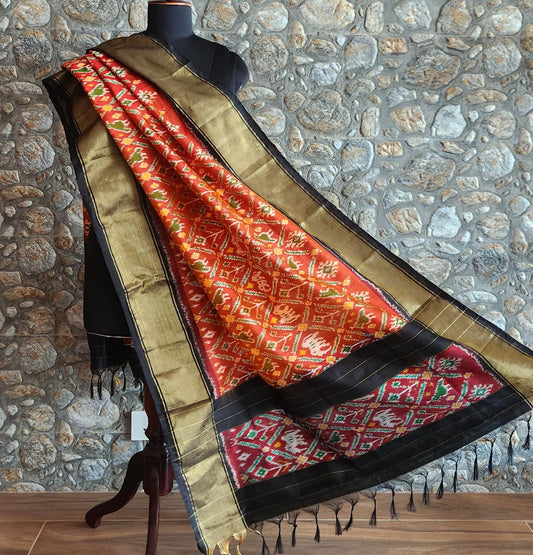 Ikat dupatta Red dupatta Black dupatta patola dupatta silk dupatta wedding dupatta