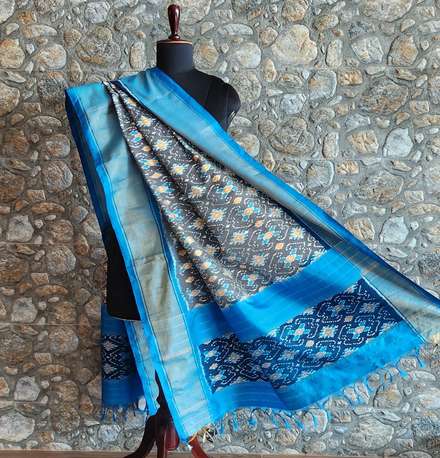 Ikat dupatta blue dupatta patola dupatta silk dupatta wedding dupatta