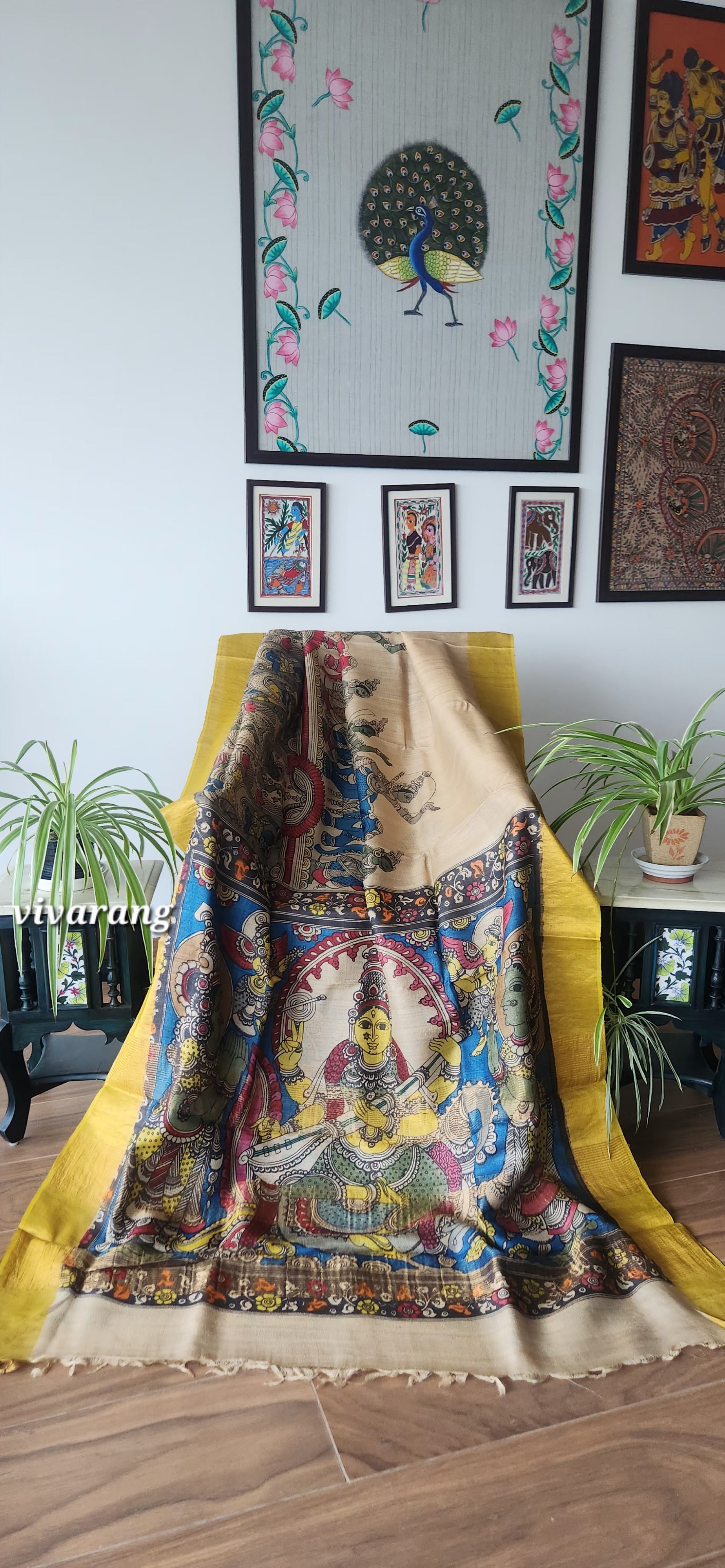 Pen kalamakari saree designer saree handmade saree Saraswati saree 