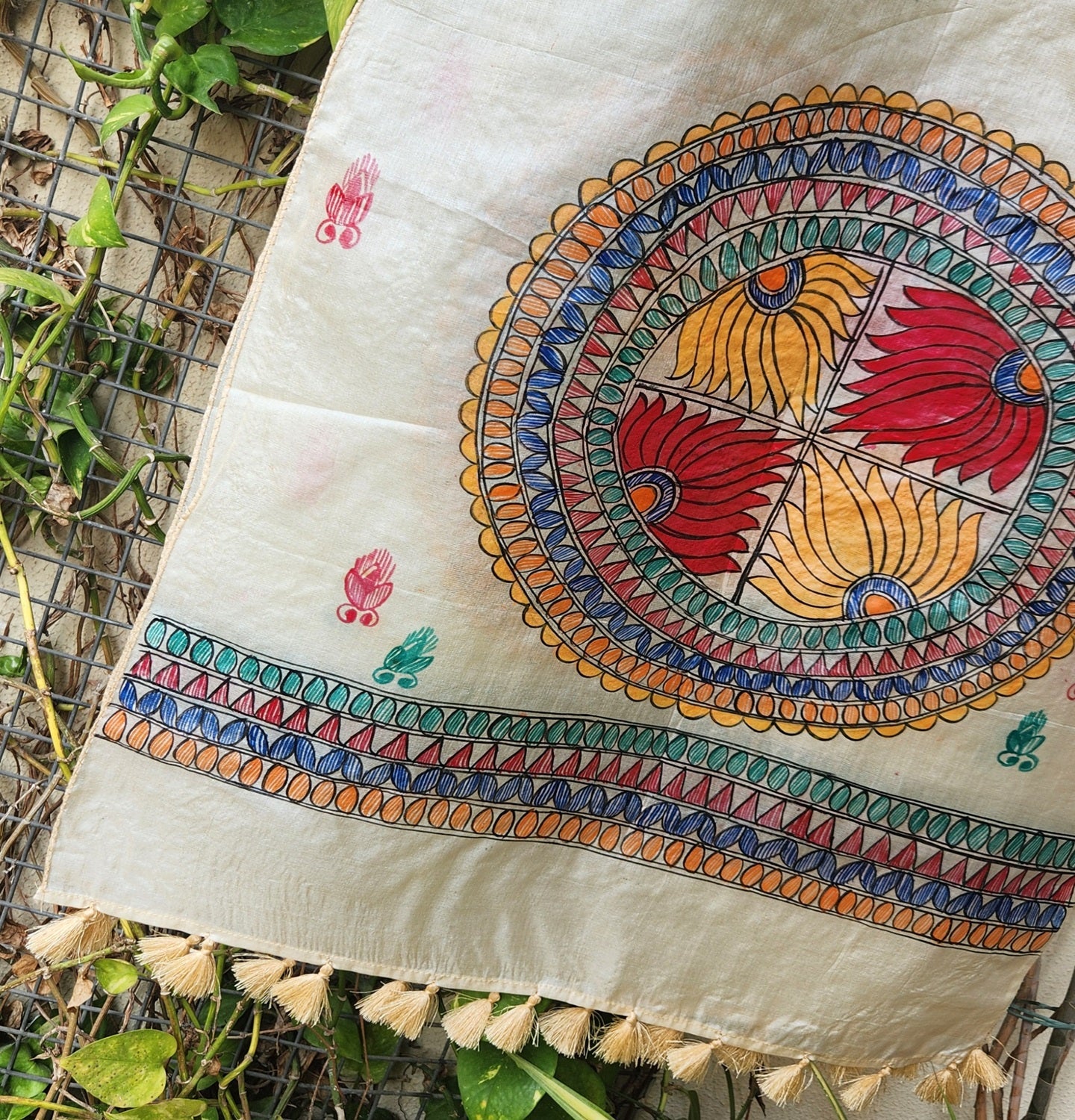Madhubani stole Indian gfits Handmade gifts