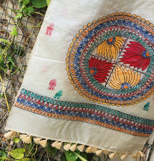 Madhubani stole Indian gfits Handmade gifts