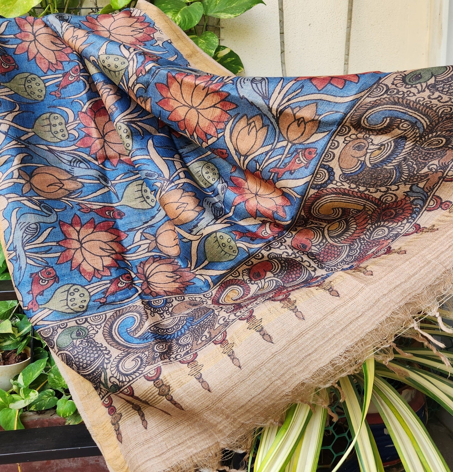 KALAMKARI SILK DUPATTA - Matsaya