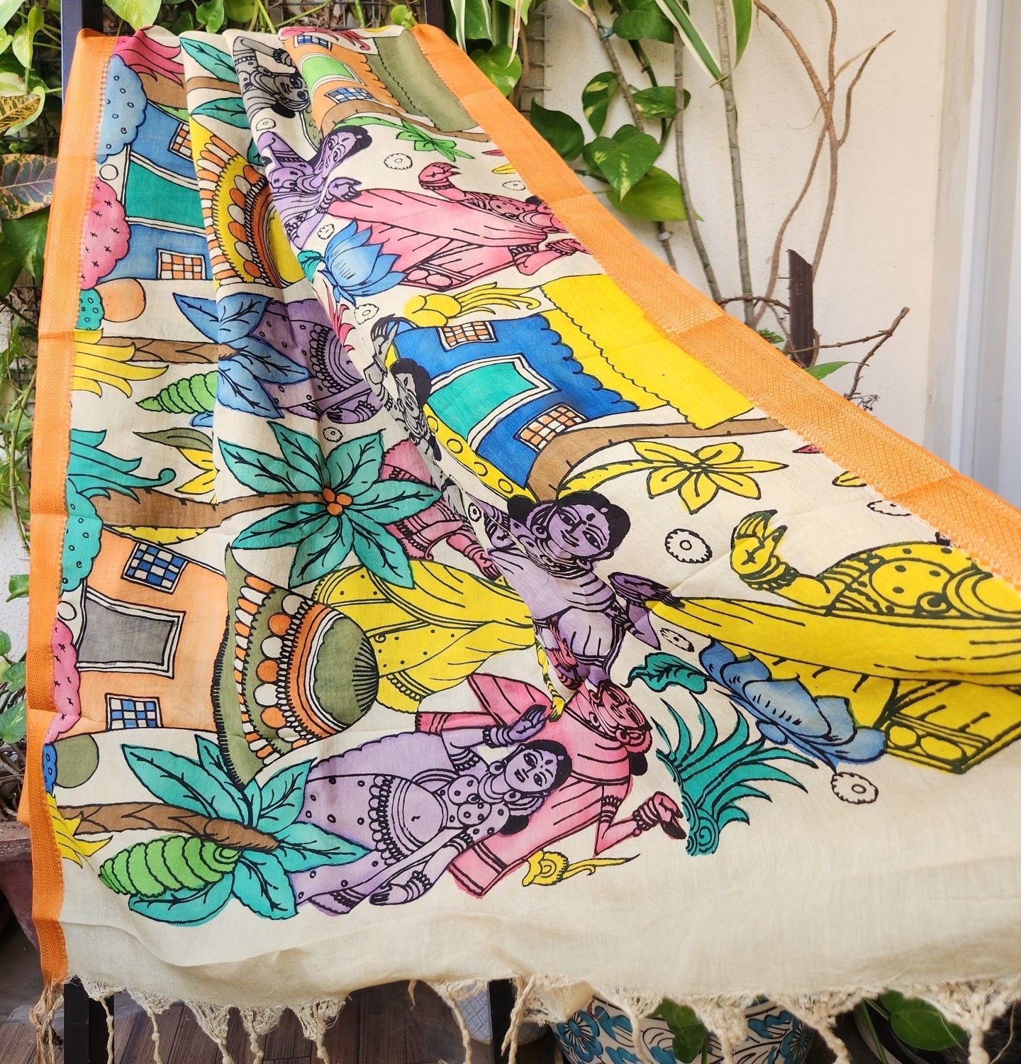 pen kalamkari tussar dupatta