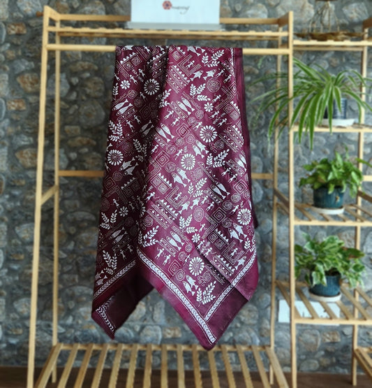 Kantha dupatta Maroon dupatta warli dupatta designer dupatta