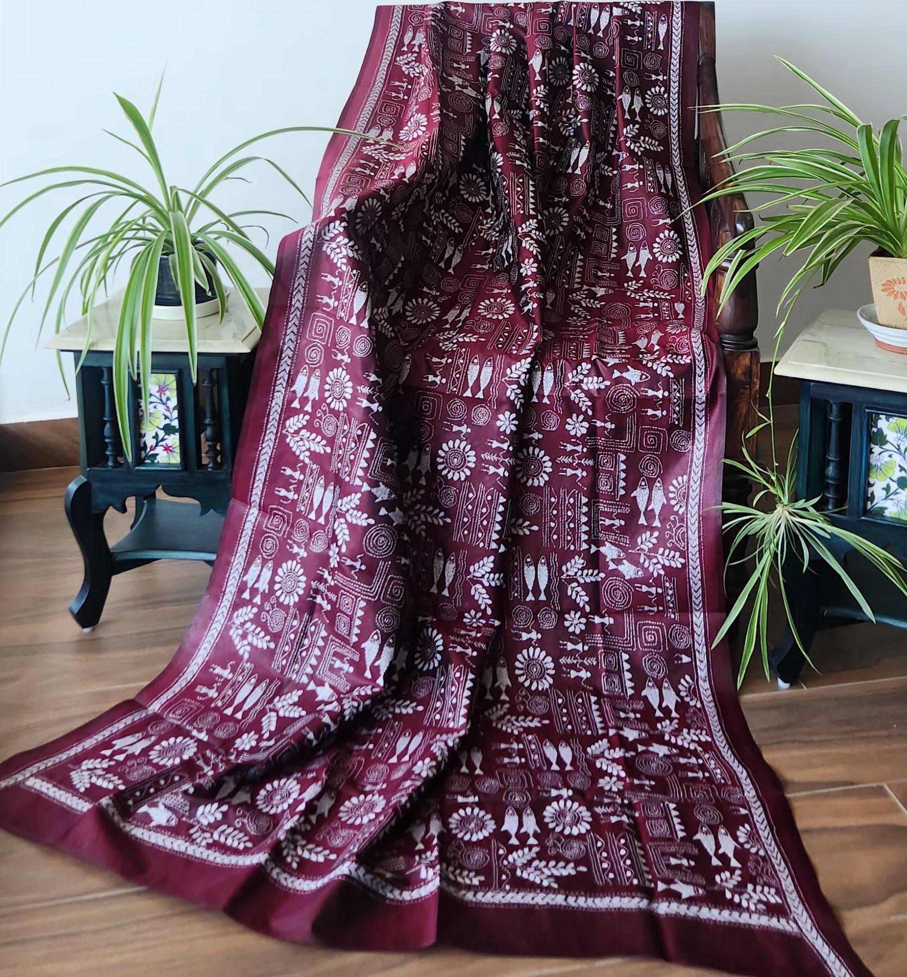 Kantha dupatta Maroon dupatta warli dupatta designer dupatta