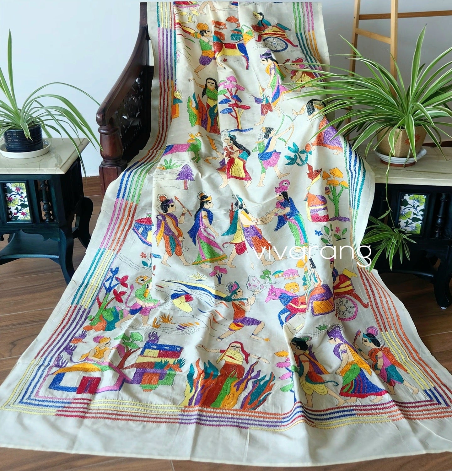 Kantha dupatta Ramayana dupatta designer dupatta Indian gifts handmade gifts 