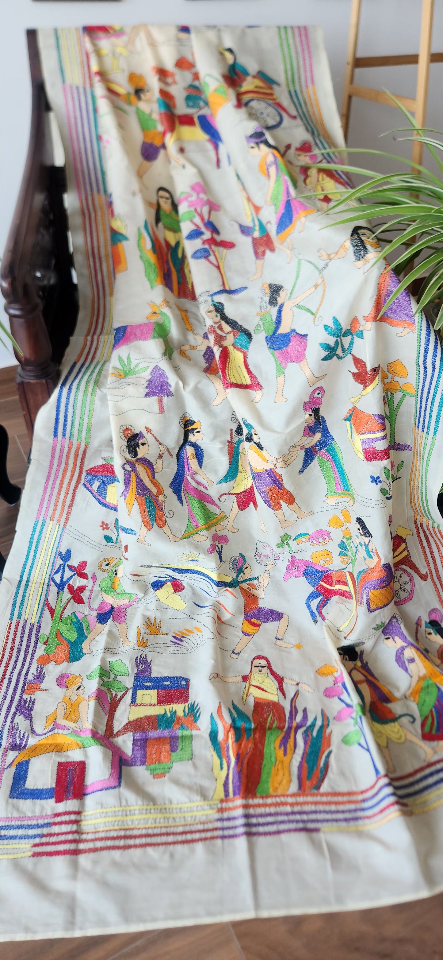 Kantha dupatta Ramayana dupatta designer dupatta Indian gifts handmade gifts 