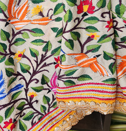 Kantha dupatta birds dupatta designer dupatta