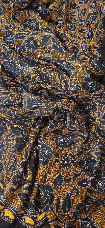 Kantha dupatta black dupatta sequin dupatta  rose dupatta designer dupatta