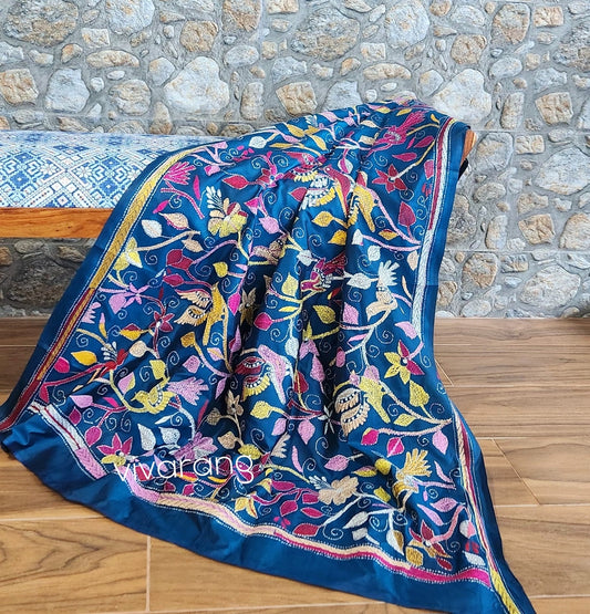 Kantha dupatta blue dupatta birds dupatta designer dupatta