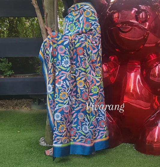 AZURE BLOOM KANTHA DUPATTA