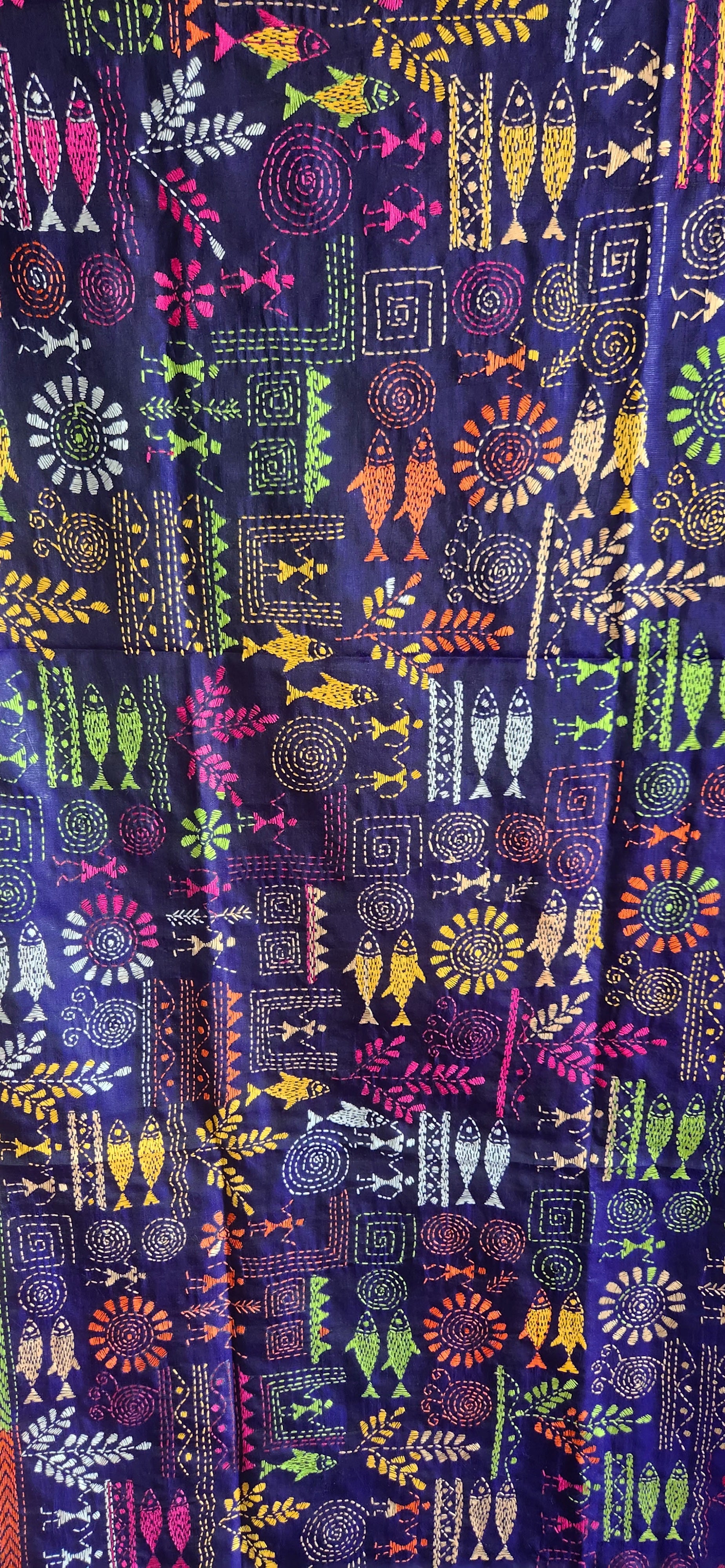 Kantha dupatta blue dupatta designer dupatta warli kantha