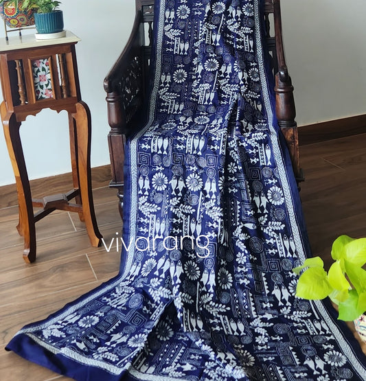 Kantha dupatta blue dupatta warli dupatta dupattas for gifting designer dupatta