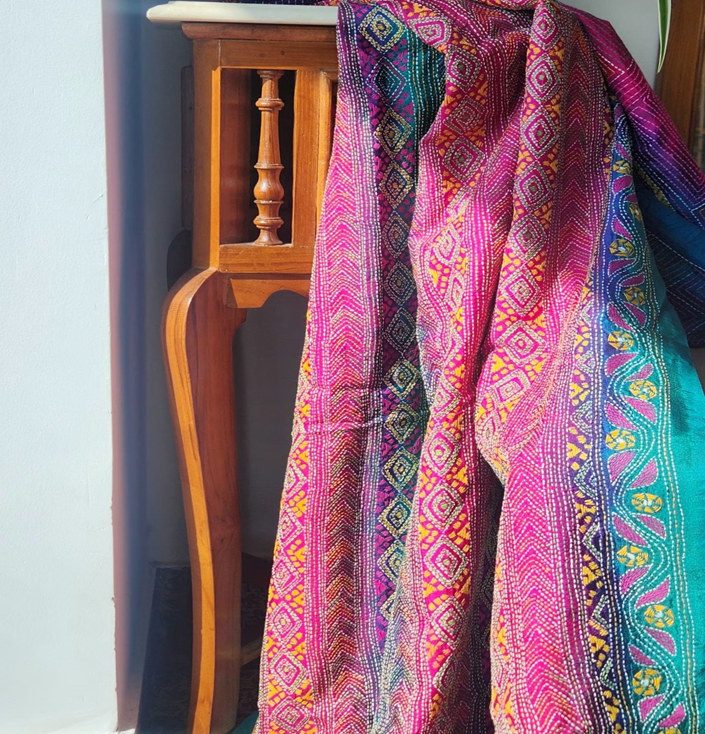 Kantha dupatta designer dupatta Pink dupatta silk dupatta Indian gifts