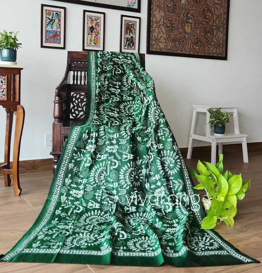 Kantha dupatta green dupatta designer dupatta warli dupatta dupatta for Mehndi function Indian gifts
