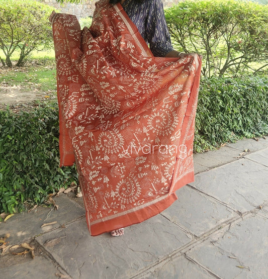 kantha dupatta warli dupatta Orange dupatta