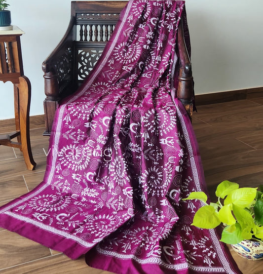 Kantha dupatta purple dupatta warli dupatta silk dupatta designer dupatta dupattas for gifting