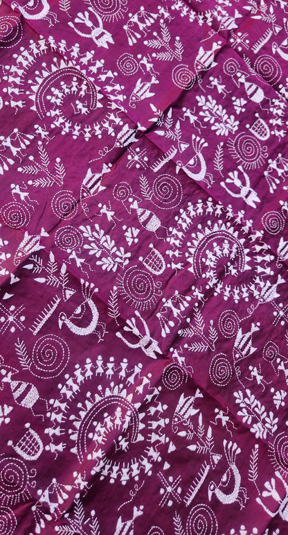 Kantha dupatta purple dupatta warli dupatta silk dupatta designer dupatta dupattas for gifting