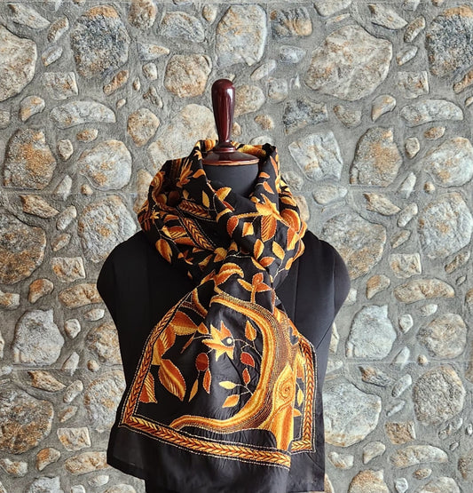 kantha stole black stole shekantha Indian gifts handmade officewear