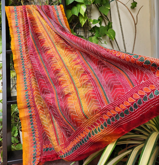 Kantha Dupatta yellow Dupatta red dupatta haldi look 