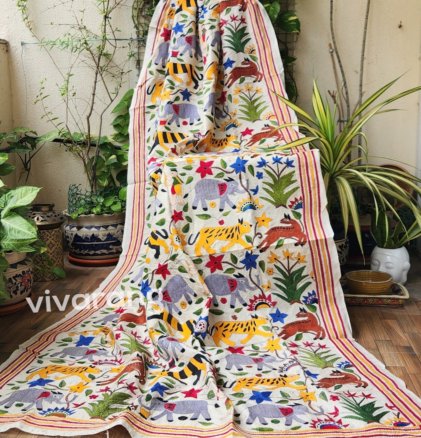 junglebook kantha dupatta animals kantha Shekantha