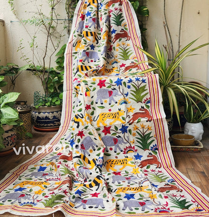 junglebook kantha dupatta animals kantha Shekantha