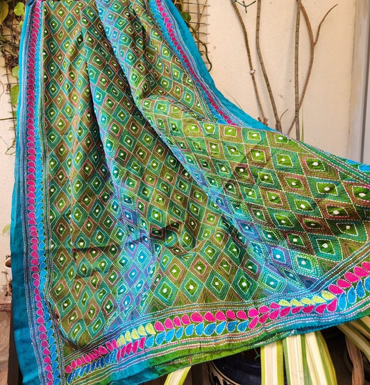 kanthadupatta peacockdupatta kantha kathacolors dupattas silk