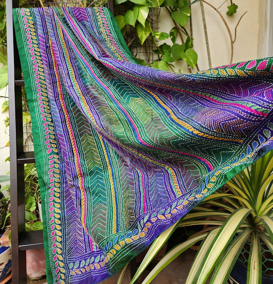 kantha dupatta green dupatta peacock colors