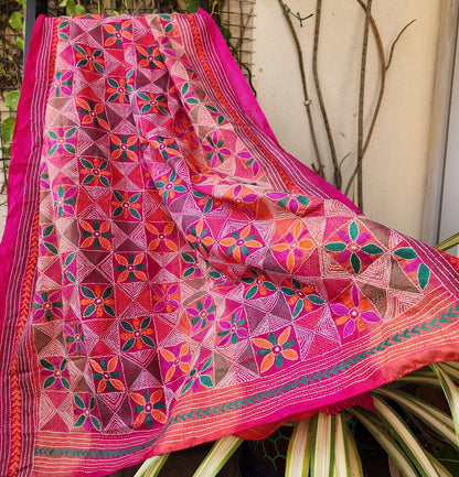 kantha dupatta red dupatta orange dupatta magenta wedding shopping