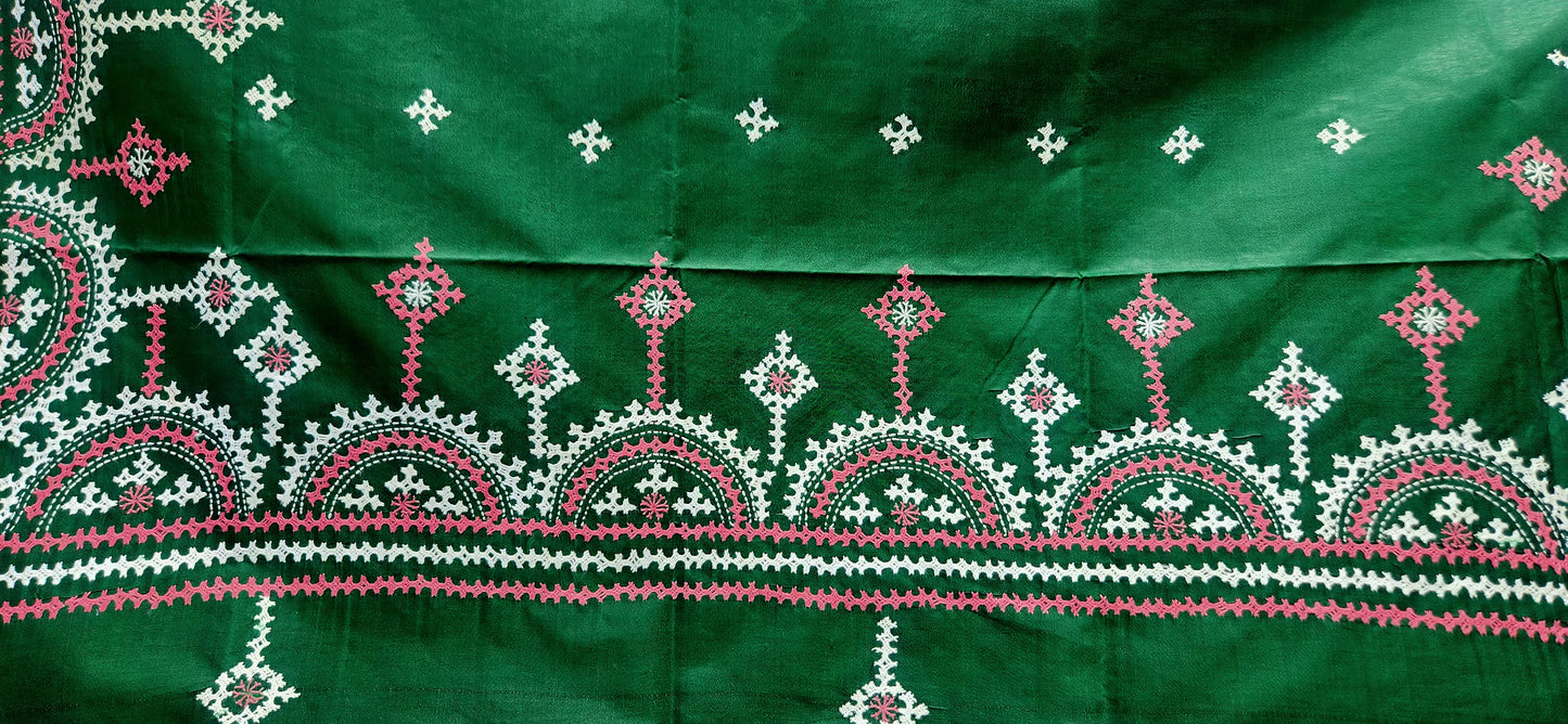 Kutchwork dupatta green dupatta dupatta for Mehndi function handmade dupatta