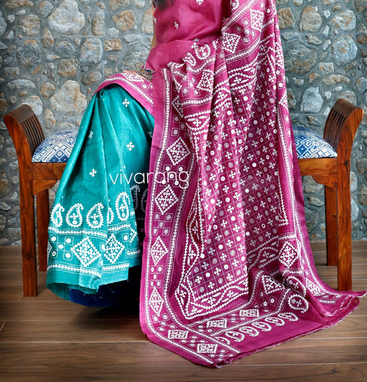 Kutchwork saree silk saree handmade saree Kutchi bharat