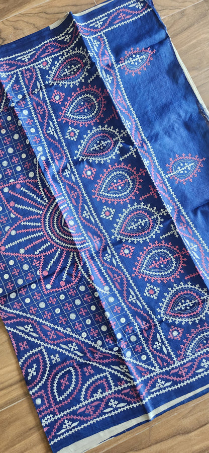 Kutchwork saree white saree blue saree designer saree tussar saree classy saree